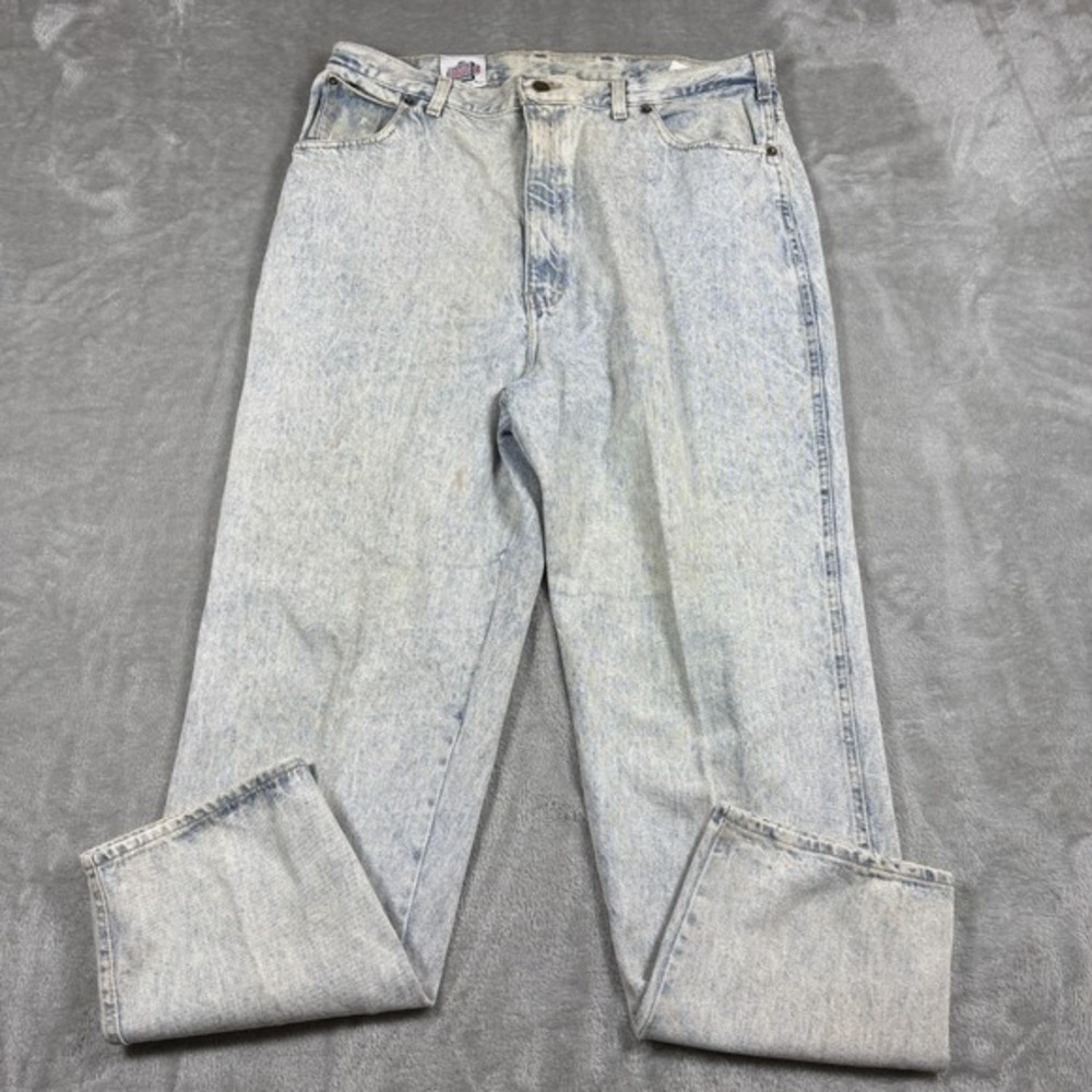 Vintage‎ Mystic Blues Jeans Mens 34x29 Blue Acid Wash Straight 80s 90s USA Denim